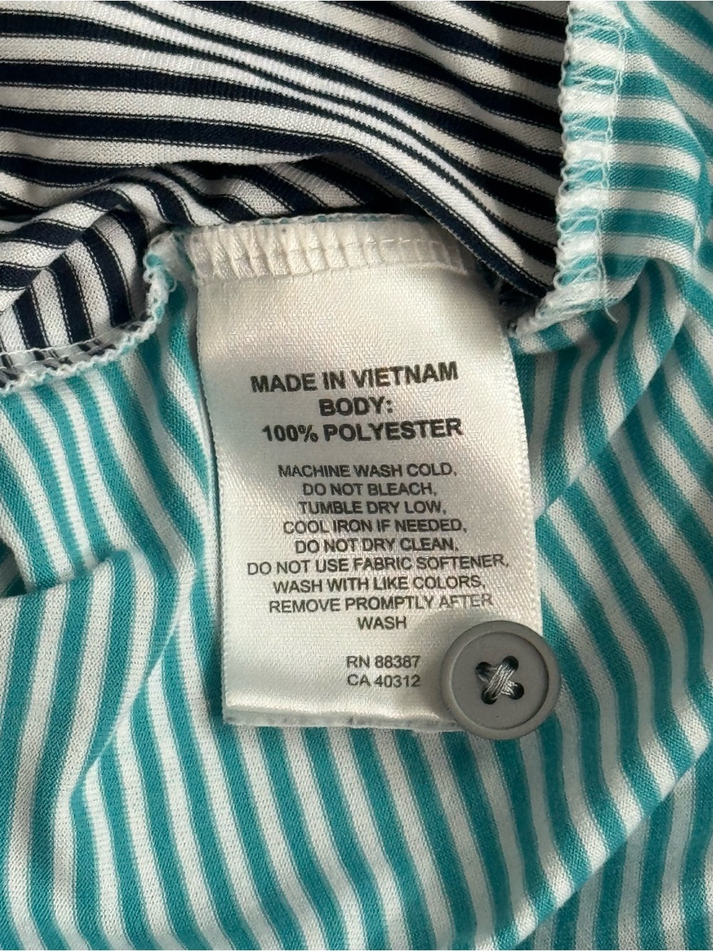 Ashworth Men’s Aqua & Navy Striped Golf Polo Shirt, L - Picture 8 of 8